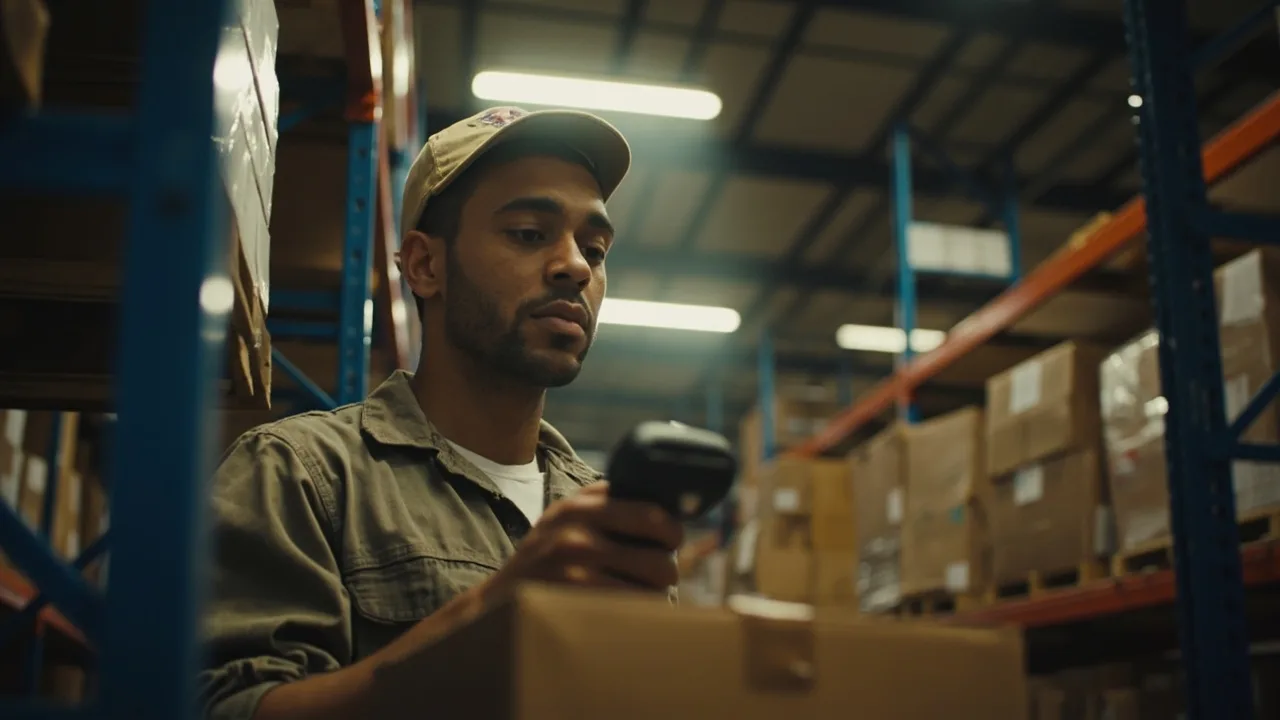 Dropshipping quality control worker scanning barcodes at BLB fulfillment warehouse with IQC and FQC inspection system
